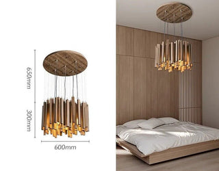 Solid Oak Wood Bars Hanging Chandelier-Chandeliers