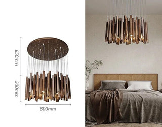 Solid Oak Wood Bars Hanging Chandelier-Chandeliers