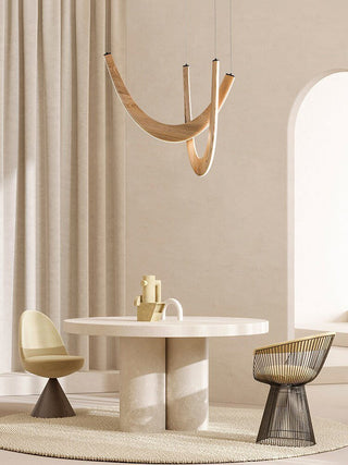 Solid Oak Wood Loops Chandelier - Handcrafted Beauty-Chandeliers