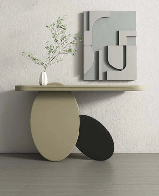 Solid Wood Oval Art Console Table-Console Tables