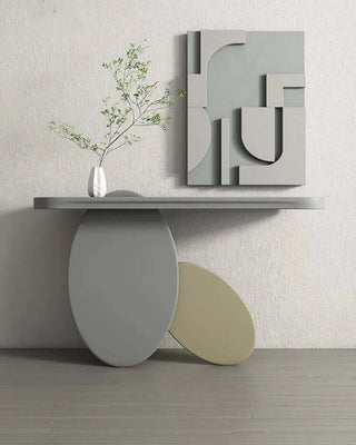 Solid Wood Oval Art Console Table-Console Tables