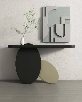 Solid Wood Oval Art Console Table-Console Tables