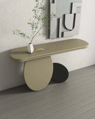 Solid Wood Oval Art Console Table-Console Tables