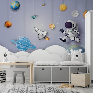 Space Adventure Astronaut Wallpaper-Kids Room Wallpaper