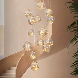 Sparkling Globes Staircase Chandelier – Modern Pendant Light Fixture-Staircase Chandeliers