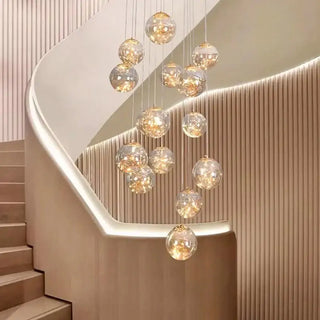 Sparkling Globes Staircase Chandelier – Modern Pendant Light Fixture-Staircase Chandeliers