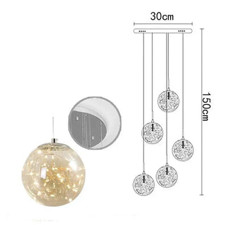 Sparkling Globes Staircase Chandelier – Modern Pendant Light Fixture-Staircase Chandeliers