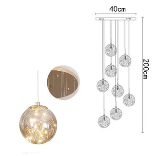 Sparkling Globes Staircase Chandelier – Modern Pendant Light Fixture-Staircase Chandeliers