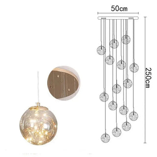 Sparkling Globes Staircase Chandelier – Modern Pendant Light Fixture-Staircase Chandeliers