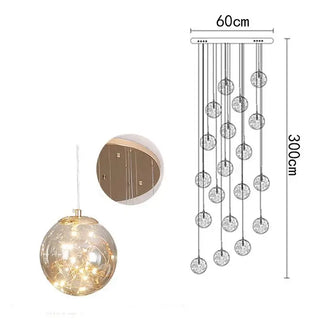 Sparkling Globes Staircase Chandelier – Modern Pendant Light Fixture-Staircase Chandeliers