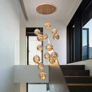 Sparkling Globes Staircase Chandelier – Modern Pendant Light Fixture-Staircase Chandeliers