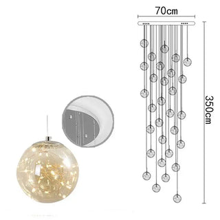 Sparkling Globes Staircase Chandelier – Modern Pendant Light Fixture-Staircase Chandeliers