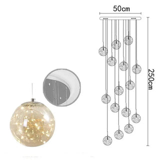 Sparkling Globes Staircase Chandelier – Modern Pendant Light Fixture-Staircase Chandeliers