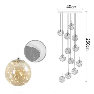 Sparkling Globes Staircase Chandelier – Modern Pendant Light Fixture-Staircase Chandeliers