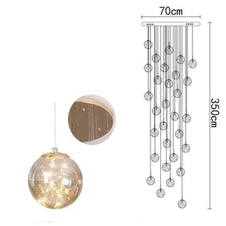 Sparkling Globes Staircase Chandelier – Modern Pendant Light Fixture-Staircase Chandeliers