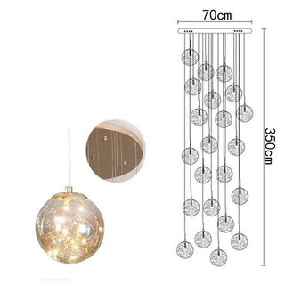 Sparkling Globes Staircase Chandelier – Modern Pendant Light Fixture-Staircase Chandeliers