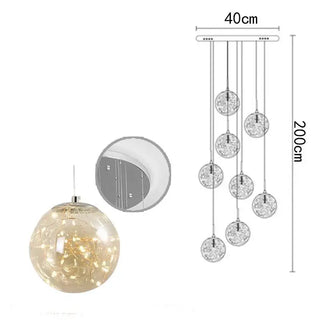 Sparkling Globes Staircase Chandelier – Modern Pendant Light Fixture-Staircase Chandeliers