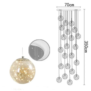 Sparkling Globes Staircase Chandelier – Modern Pendant Light Fixture-Staircase Chandeliers