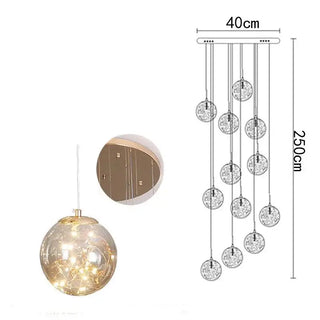 Sparkling Globes Staircase Chandelier – Modern Pendant Light Fixture-Staircase Chandeliers