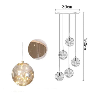 Sparkling Globes Staircase Chandelier – Modern Pendant Light Fixture-Staircase Chandeliers
