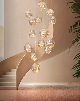 Sparkling Globes Staircase Chandelier – Modern Pendant Light Fixture-Staircase Chandeliers