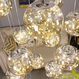 Sparkling Globes Staircase Chandelier – Modern Pendant Light Fixture-Staircase Chandeliers