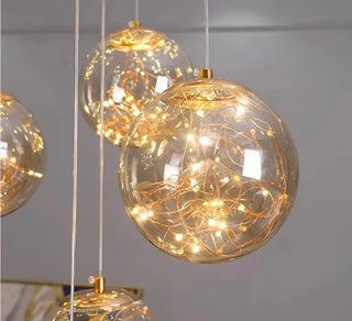 Sparkling Globes Staircase Chandelier – Modern Pendant Light Fixture-Staircase Chandeliers