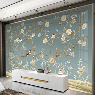 Sparrow Floral Wallpaper - Stunning Designs for Any Space-Flower & Leaf Wallpaper