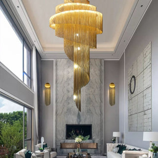 Spiral Chains Chandelier – Large LED Pendant Light for Staircases and High Ceilings-Staircase Chandeliers
