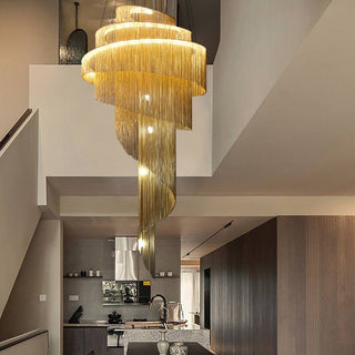 Spiral Chains Chandelier – Large LED Pendant Light for Staircases and High Ceilings-Staircase Chandeliers