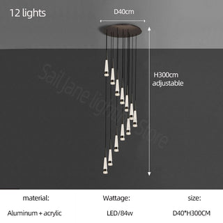 Spiral Cones: Staircase Chandelier - Elegant Lighting-Staircase Chandeliers