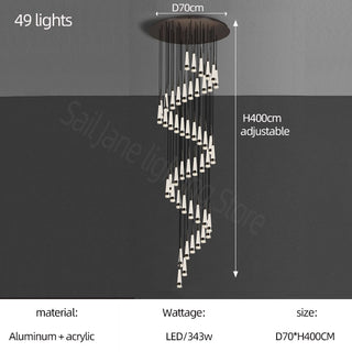 Spiral Cones: Staircase Chandelier - Elegant Lighting-Staircase Chandeliers