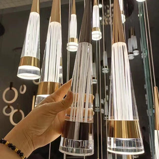 Spiral Cones: Staircase Chandelier - Elegant Lighting-Staircase Chandeliers