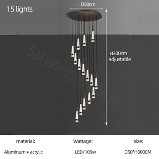 Spiral Cones: Staircase Chandelier - Elegant Lighting-Staircase Chandeliers