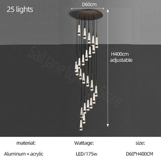 Spiral Cones: Staircase Chandelier - Elegant Lighting-Staircase Chandeliers