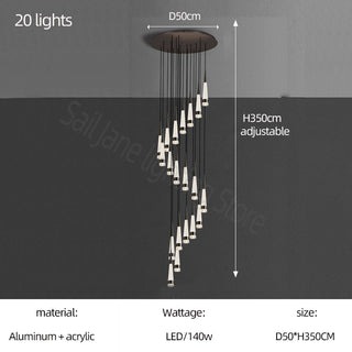 Spiral Cones: Staircase Chandelier - Elegant Lighting-Staircase Chandeliers