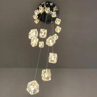 Square Crystal Cubes Chandelier-Staircase Chandeliers
