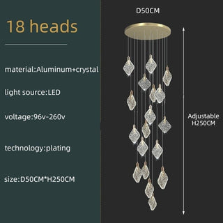Square Crystal Pendant Chandelier - Lighting-Staircase Chandeliers