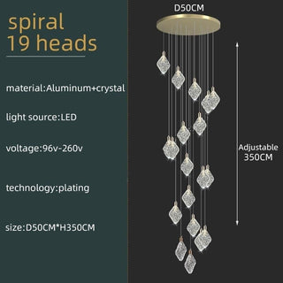 Square Crystal Pendant Chandelier - Lighting-Staircase Chandeliers