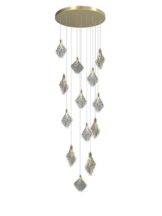Square Crystal Pendant Chandelier - Lighting-Staircase Chandeliers