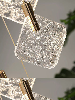 Square Crystal Pendant Chandelier - Lighting-Staircase Chandeliers