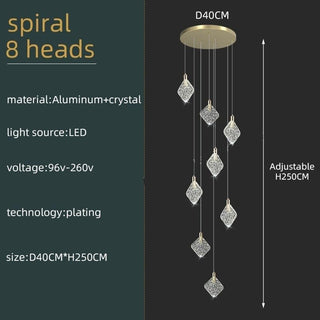 Square Crystal Pendant Chandelier - Lighting-Staircase Chandeliers
