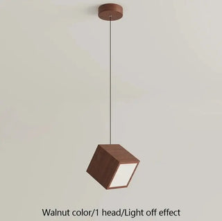 Square Wood Pendant Light – Bamboo &amp; Wooden Hanging Chandelier