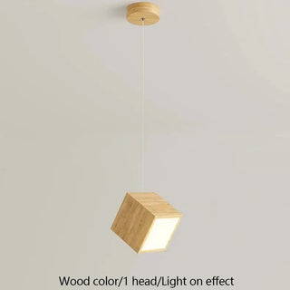Square Wood Pendant Light – Bamboo &amp; Wooden Hanging Chandelier