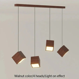 Square Wood Pendant Light – Bamboo &amp; Wooden Hanging Chandelier