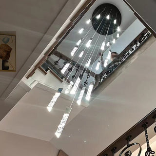 Staircase Crystal Tubes Chandelier Light – Elegant Interiors-Staircase Chandeliers