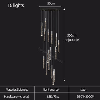 Staircase Crystal Tubes Chandelier Light – Elegant Interiors-Staircase Chandeliers