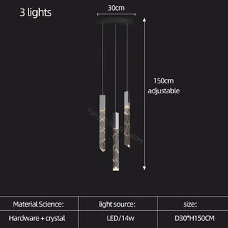 Staircase Crystal Tubes Chandelier Light – Elegant Interiors-Staircase Chandeliers