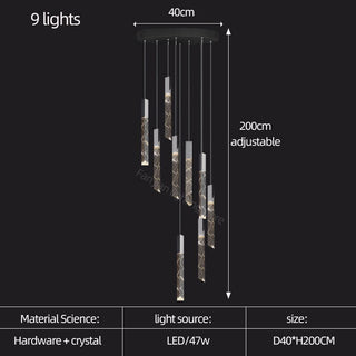 Staircase Crystal Tubes Chandelier Light – Elegant Interiors-Staircase Chandeliers