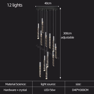 Staircase Crystal Tubes Chandelier Light – Elegant Interiors-Staircase Chandeliers